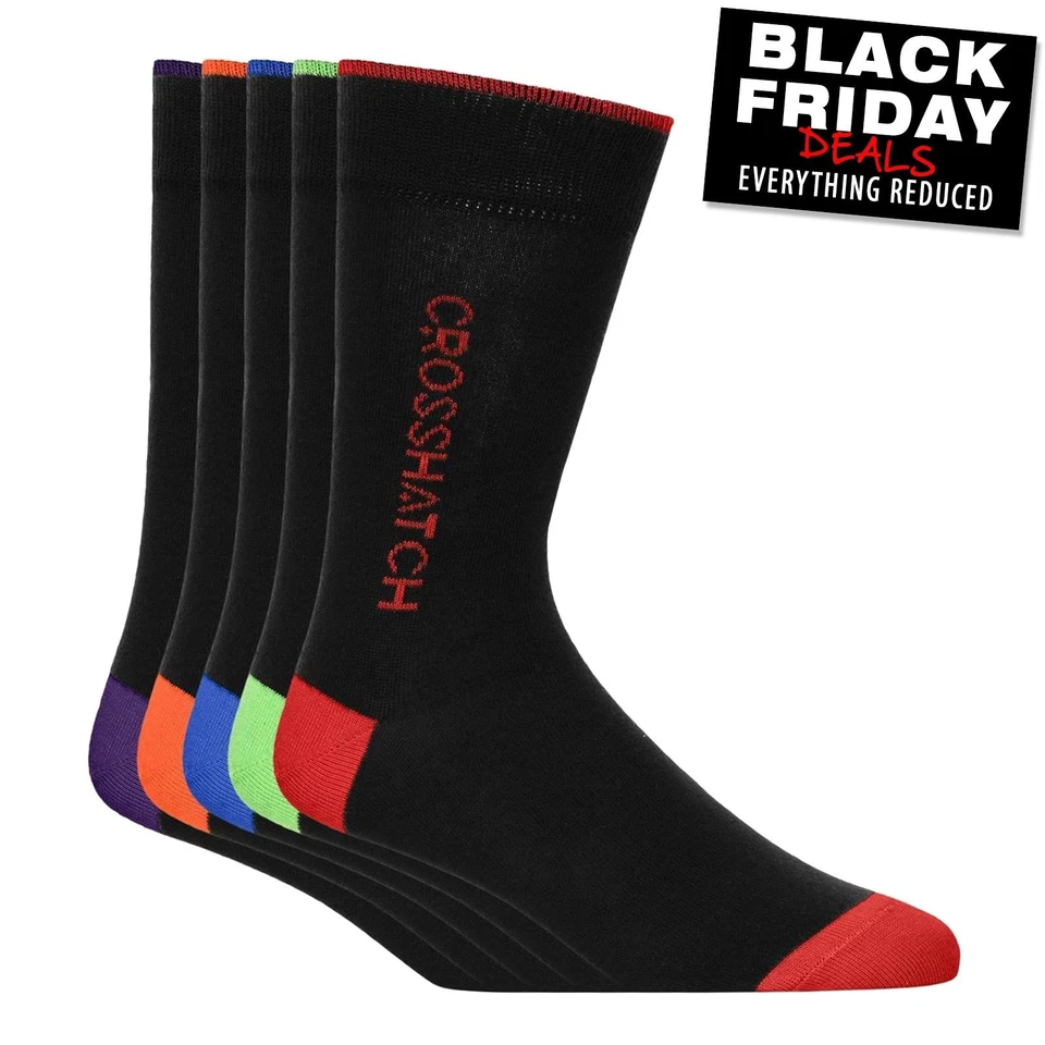 Crosshatch Glowbow Mens Socks 5pk Black