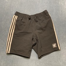 Adidas Training Shorts Mens Medium Black 3 Stripes Performance Gym Belted Waist