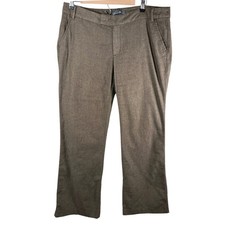 Vtg Eddie Bauer Y2K Womens Brown Herringbone Cotton Casual Dress Pants Size 12