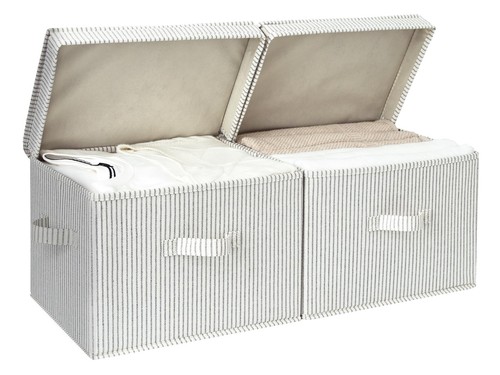StorageWorks Fabric Storage Bins with lid, Decorative Boxes for Shelves, Clos...