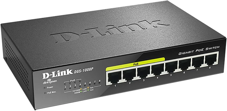 D-Link DGS-1008P/B 8-Port Gigabit Unmanaged Metal Switch with 80W across 4PoE po - Image 3 of 3