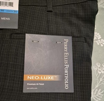Perry Ellis Portfolio Neo-Luxe Men's  Trousers - Charcoal Pattern 36 X 30 - NWT