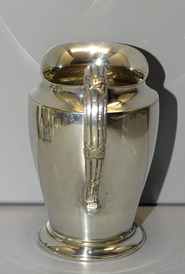 -SUPERBE PETIT POT A CREME / LAIT METAL ARGENTE CHRISTOFLE ANSE RUBANS CROISES D - Photo 3/4
