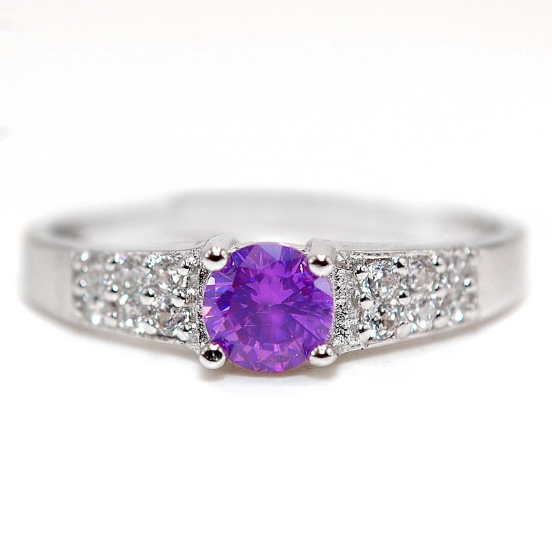 1CT  Amethyst 925 Genuine Sterling Silver Ring Jewelry Sz 6