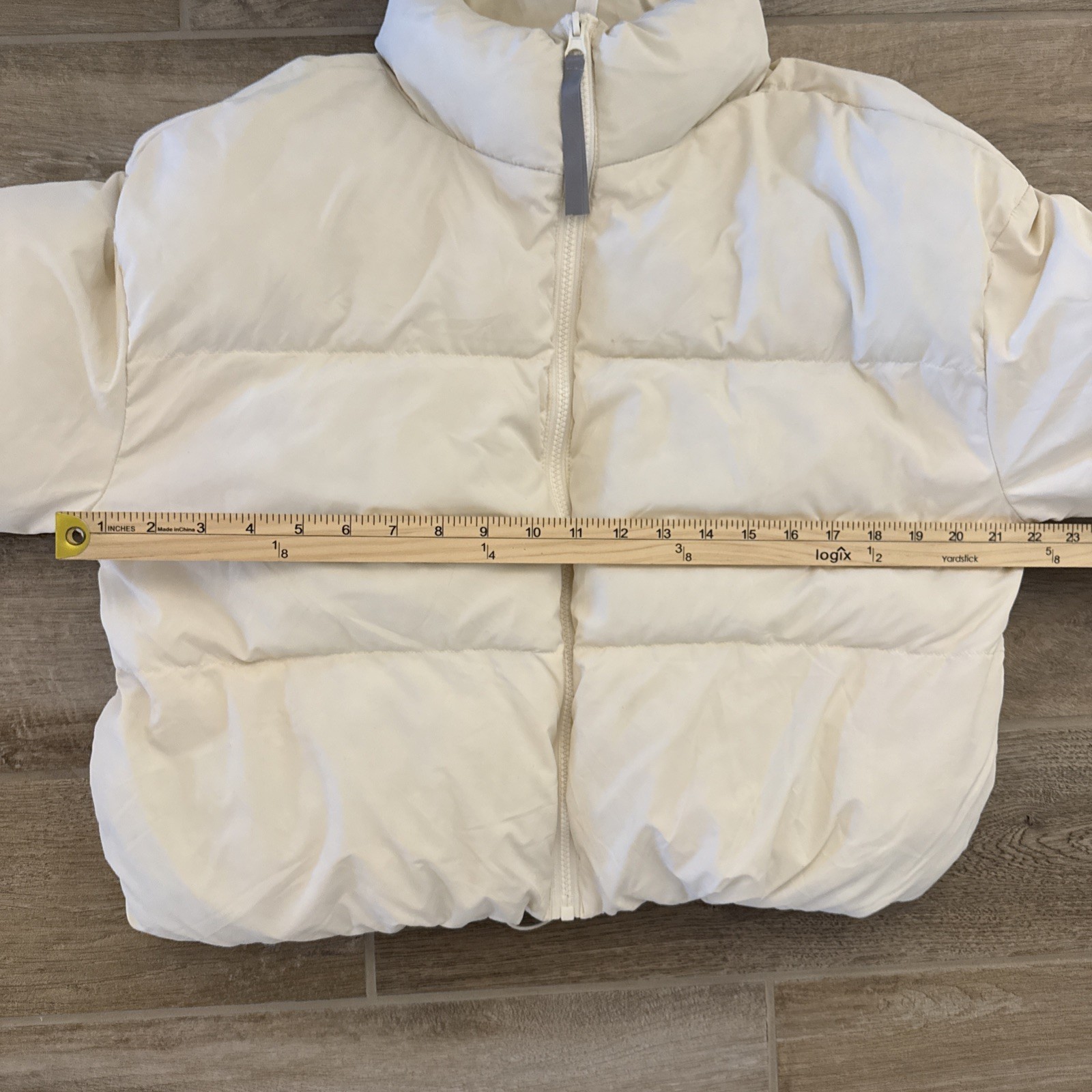 Fabletics Puffer Jacket White Cream Zip Stand Col… - image 4