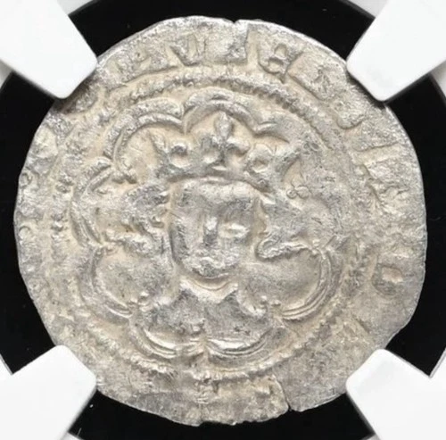 King Edward III 1327-1377, England 2p Two Pence Halfgroat Silver 1351-61, NGC XF