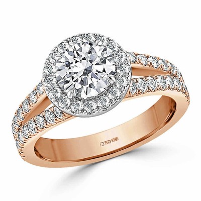 1.70 Ct Round Cut Lab Created Diamond Wedding Ring 14K Solid Rose Gold B
