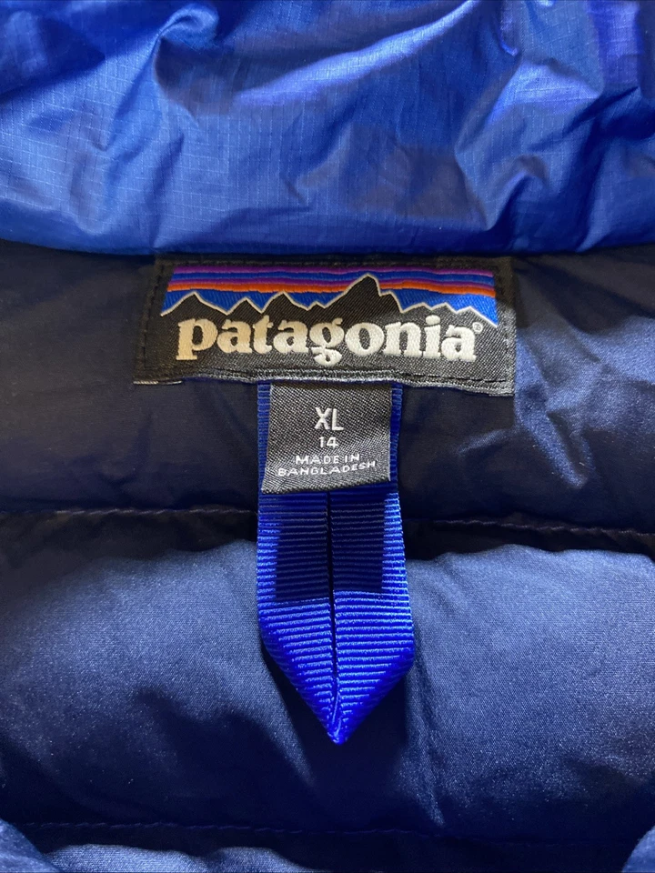Patagonia Puffer Vest Goose Down Full Zip Medium Boys  Blue XL (14) - Image 2 of 4
