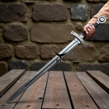 Damascus Steel sword Knight Templar Sword Medieval Crusader Replica Cross Sword