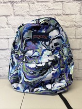 JanSport SuperBreak Backpack Psychedelic Marble Swirl Blue Purple White School