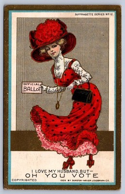 K55/ Suffrage Women's Rights Election Postcard c1910 Series no. 12 Ballot 230