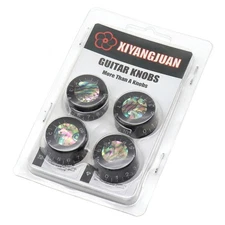 4x Abalone Circle Acrylic Guitar Knobs Push-in Volume Amplifier Audio Knob Black