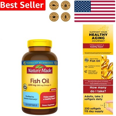Fish Oil Omega 3 Supplements 1200mg 230 Softgels Heart Health Gluten Free