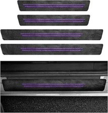 4 PCS Car Door Sill Protector, Waterproof Carbon Fiber Style Car Color: Pueple