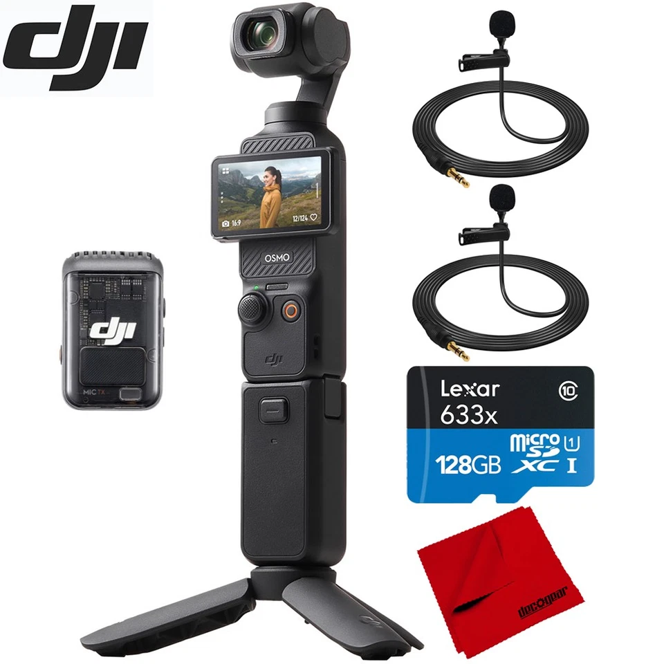 DJI Osmo Pocket 3 Creator Combo Handheld Gimbal Open Box + Microphone Bundle