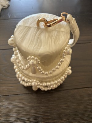 Mini Acrylic Cake Shaped Clutch for Women Pearl Acrylic Evening Bag for Wedding