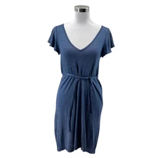 Michael Stars Womens Dress OS Blue V-Neck Summer Vacation Beach
