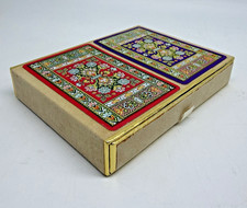 Congress Playing Cards Floral Red Purple Double Deck Vtg Bridge orig velvet box