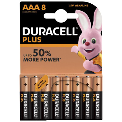 kQ Duracell AAA Plus Power Batterien Alkaline Micro MN2400 LR03 8er Blister
