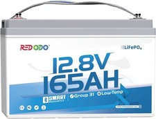 Redodo 12V 165Ah LiFePO4 Lithium Battery with Bluetooth 165A Group 31 -Excellent