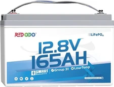 Redodo 12V 165Ah LiFePO4 Lithium Battery with Bluetooth 165A Group 31 -Excellent