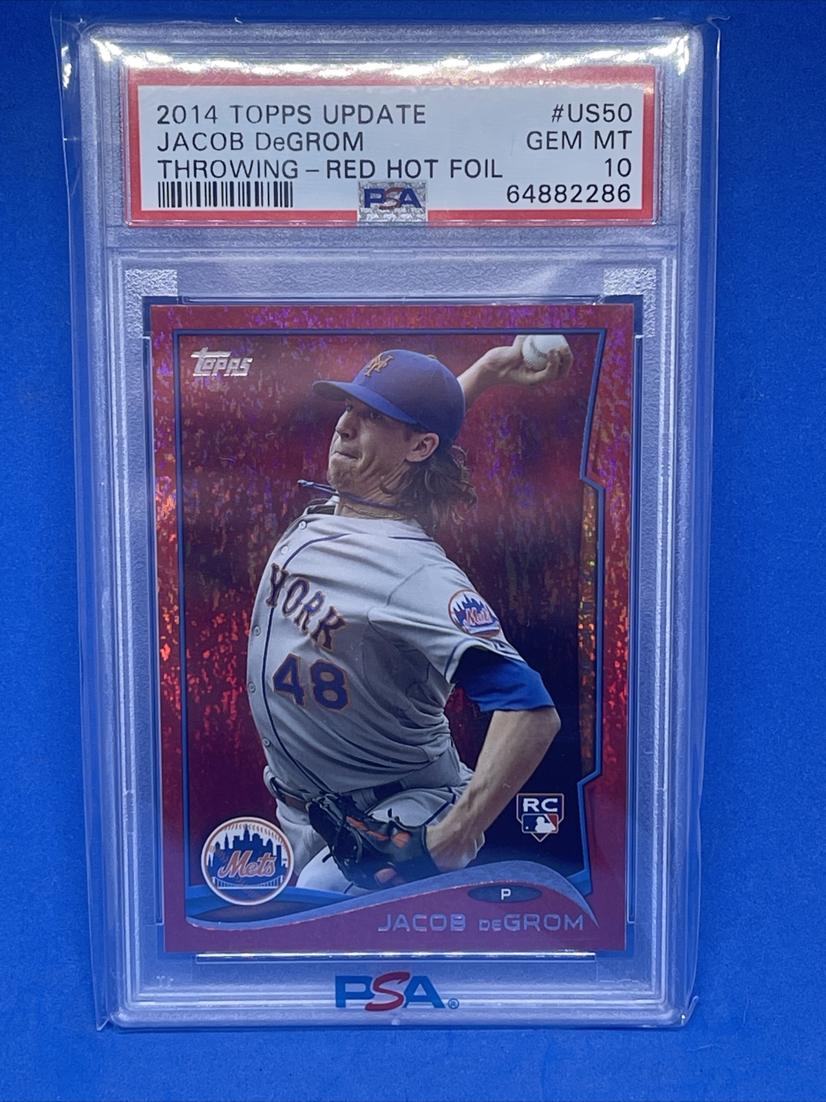 Jacob DeGrom 2014 Topps Update Red Hot Foil #US50 PSA 10 Gem Mint Rookie Card RC