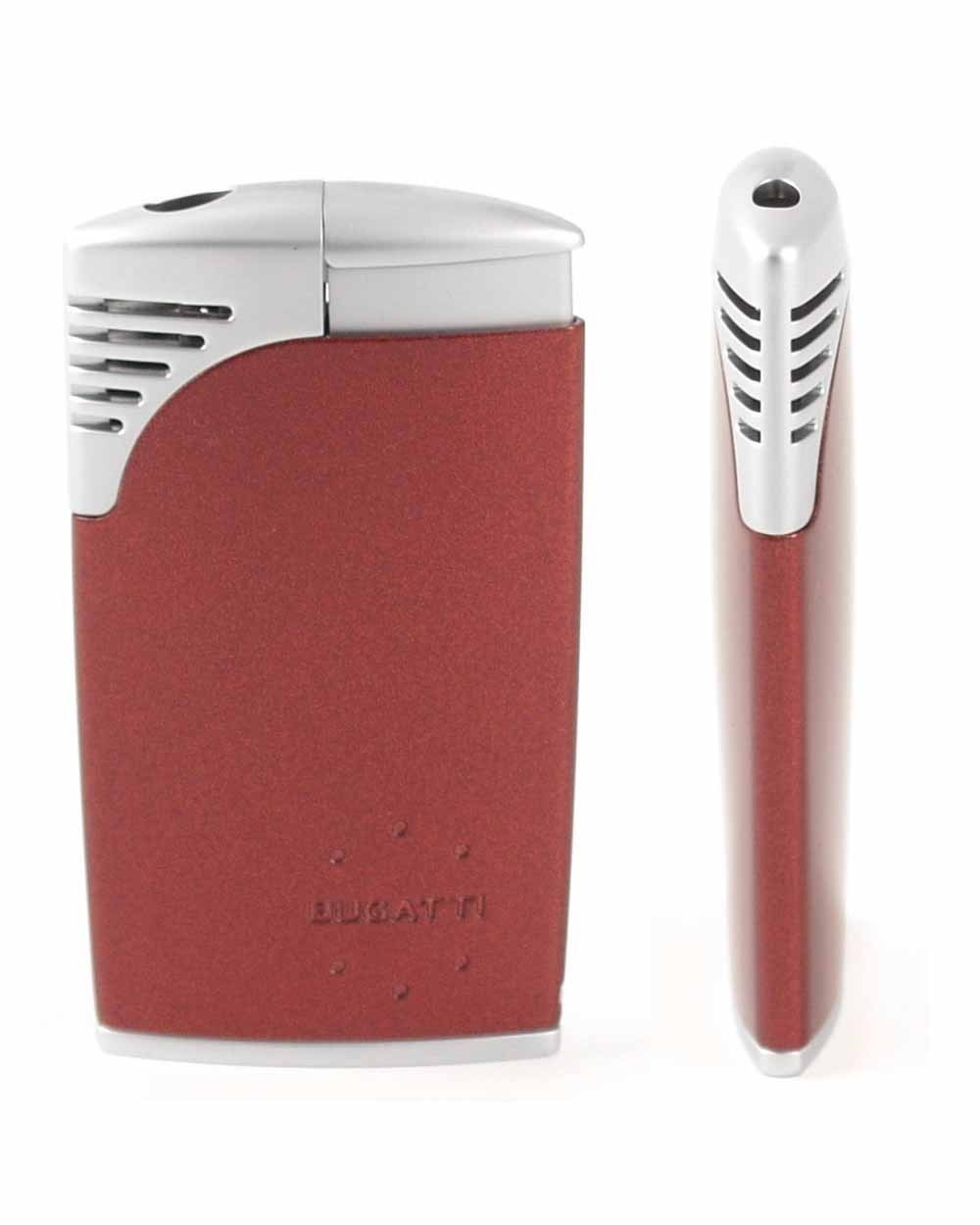 Bugatti 3 BL-340 Single Traditional Flame  Metallic Dark Red & Chrome Lighter