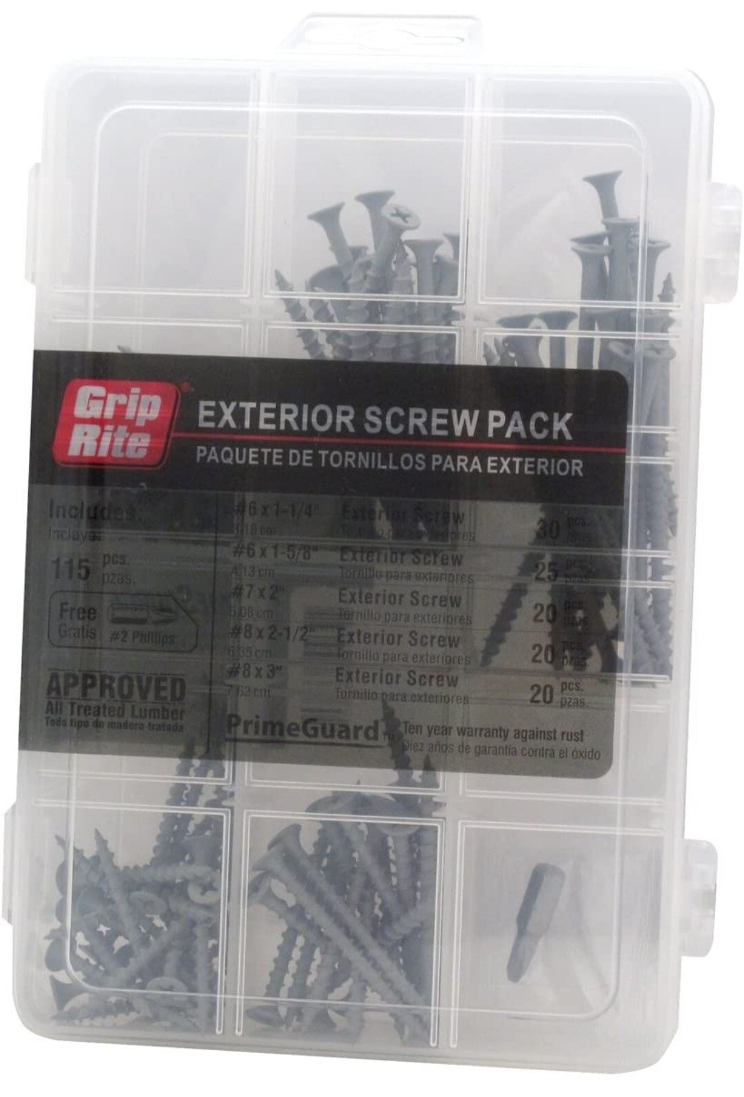Grip Rite Prime Guard MPPG10 Exterior Screw Pack with Free Number-2 ...
