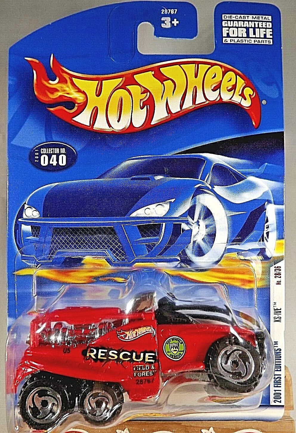 2001 Hot Wheels #40 First Editions 28/36 XS-IVE Red w/Chrome SB Spokes Wheels