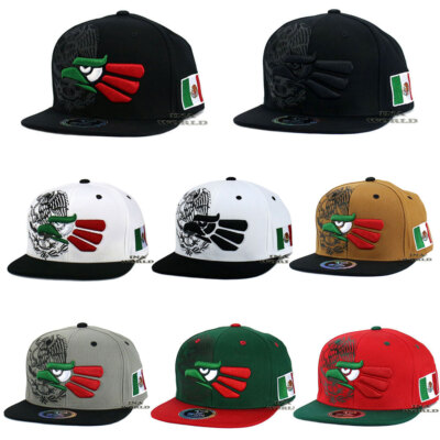 Trendy Apparel Shop Mexico Eagle Snapback Cap - XXL Black Mesh 3D Embroidered Flatbill Hat - View #5