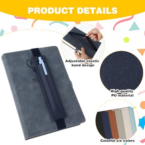 6-Pack Elastic Pen Holders For Notebooks - Adjustable PU Leather Pen Straps For Journals & Planners