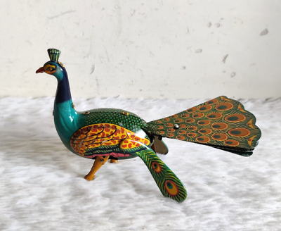 Vintage Proud Peacock Boxed Wind Up Tin Toy ALPS TM Japan Rare