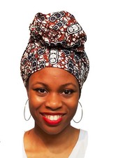 Earth-tone African Print Ankara Head wrap, Tie, scarf DP3770