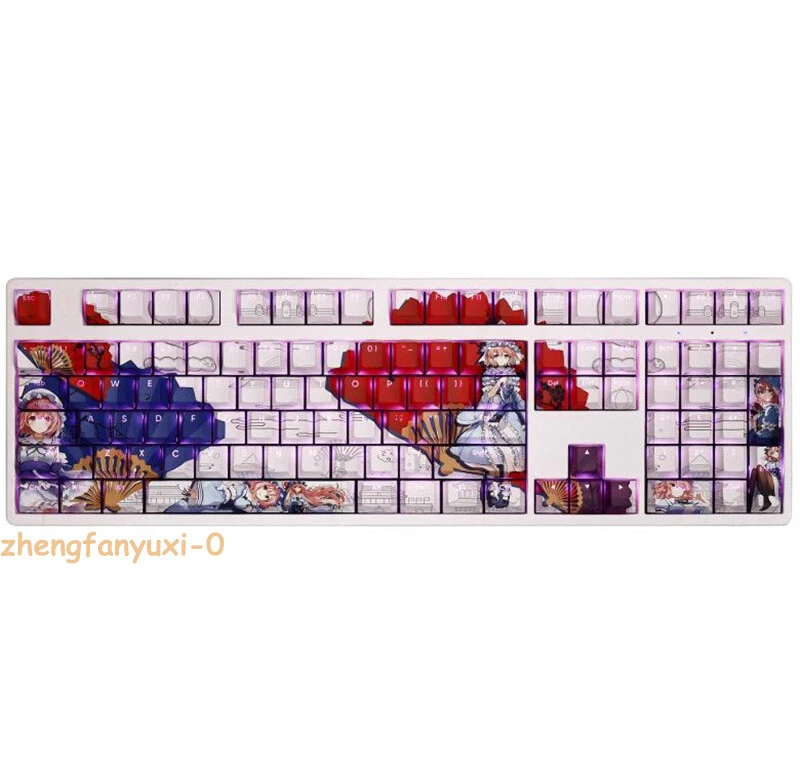 Touhou Project Saigyouji Yuyuko PBT Keycaps 108 Keys For Cherry MX Keyboard Gift - Image 2 of 4