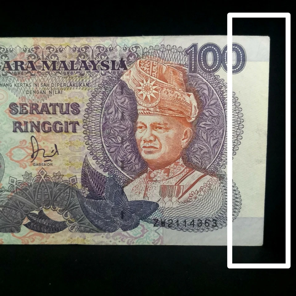 Rare Malaysia RM100 100 Ringgit 6th Series Banknote Error Shift Cut ZW2114363 - Image 3 of 4