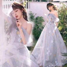 Gorgeous Off Shoulder Tulle Flowers Evening Dresses Cocktail Party Prom Gown B