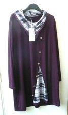  VESTITO  BORDEAUX  CON  AMPIO COLLO E INSERTO SCOZZESE GRIGIO _TAGLIA XXL (52)