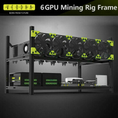Veddha Open Air 6 GPU Miner Mining Frame Rig Iron Case for Crypto Coin
