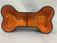 NEW! Rae Dunn “BONE APPETIT” 2-Sided Dog Dish Dog Bowl (Food Water Dish *NIB*)