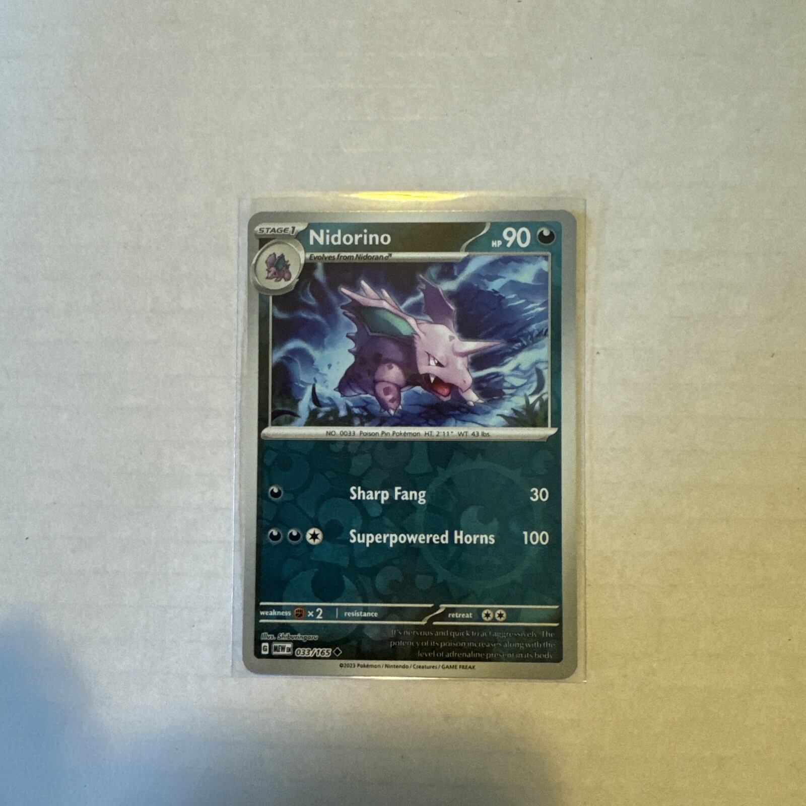 Pokemon 2023 Scarlet & Violet 151 Nidorino Reverse Holo Uncommon #33 Near Mint