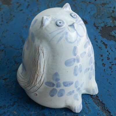 Vintage Keramik Katze BURNHAM POTTERY 80er Norfolk Ornament Retro 11 cm hoch