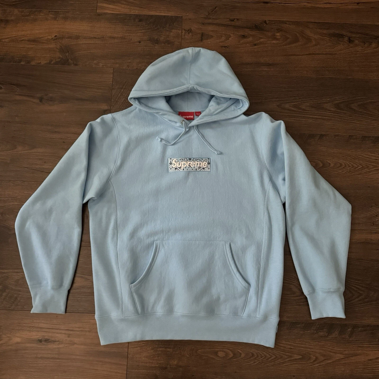 Sweat à capuche Supreme Bandana Box Logo FW19 bleu clair bébé grand NEUF sweat à capuche