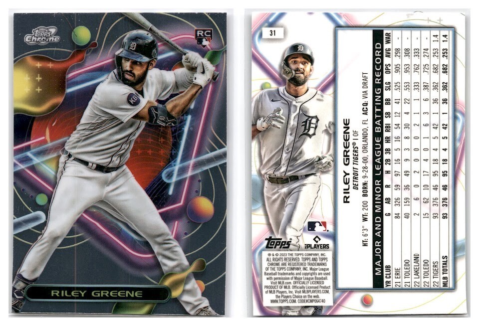 2023 Topps Cosmic Chrome Baseball Riley Greene Base Rookie #31 - Detroit Tigers