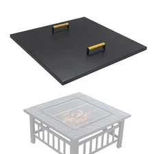 FEBTECH 30" Square Fire Pit Snuffer Lid for 28" FirePit with Wooden Handles
