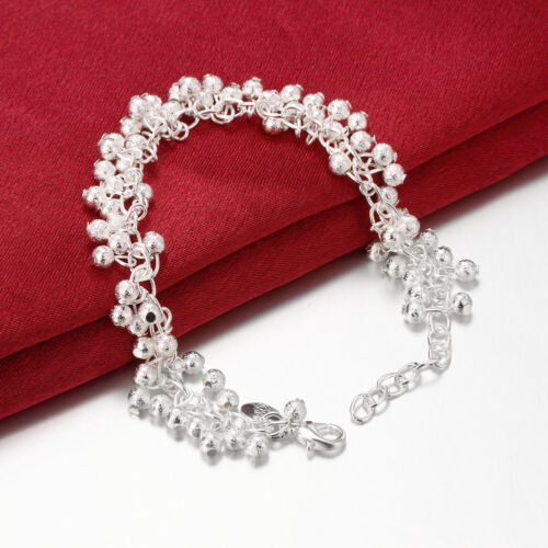 Bracelets chauds argent sterling 925 classique perles givrées bijoux pour femmes - Photo 1 sur 5