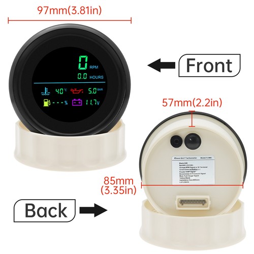 85MM Black 6 IN 1 Multifunction Gauge Tachometer with Fuel Level Temp Volt Gauge - Picture 5 of 11