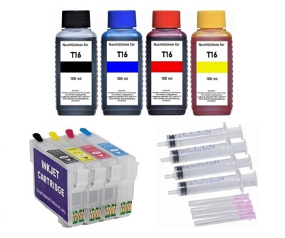   Wiederbefüllbare Patronen T16 XL + 400 ml Tinte für Epson WF-2750 2760 2110