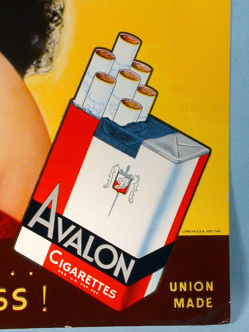 1940s Avalon Cigarettes Store Display Poster Pretty Girl Tobacco  Advertising