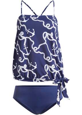 Tankini mit abnehmbaren Trägern Gr. 40 Mitternachtsblau Oversize Bademode Neu*