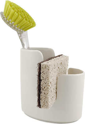 Silicone Sponge Holder For Scrub Daddy & Large Kitchen Sponges - Gray Sink Organizer